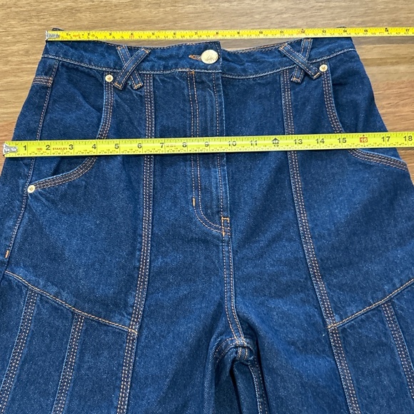 NWT FARM Rio Dark Denim High Waist Snips Pants Size 27 Cotton Flare Style 329081 - Picture 11 of 12